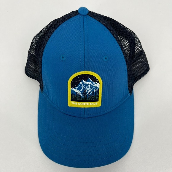The North Face Snapback Hat Adult One Size Blue Patch Logo Trucker Mesh‎ - Picture 2 of 8